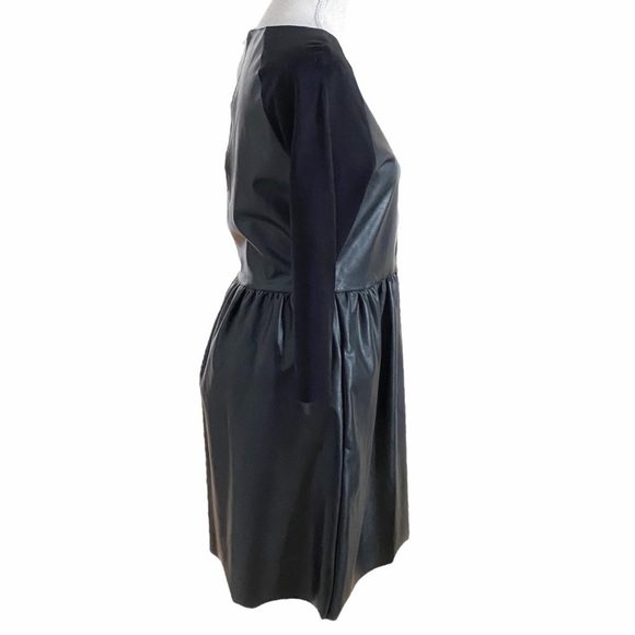 RICH & ROYAL BLACK FAUX LEATHER PANEL HALF RAGLAN SLEEVES MINI DRESS - M - Picture 2 of 10
